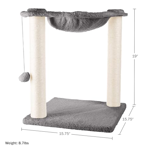 Cat Hammock with Scratching Posts for Indoor Cats (Gray)