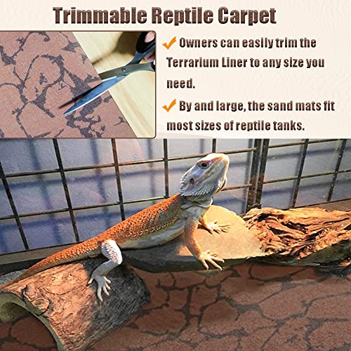 2 PCS Reptile Carpet Sand Mat Pet Terrarium Liner Lizard Bedding Mat Substrate Leopard Gecko Tank Accessories for Tortoise Turtle Snake Chameleon with Tweezers 16x23In (M:15.7"x23.6"(2Pcs))