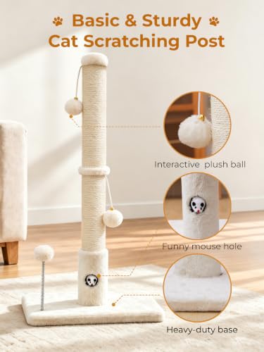 Funny Cat Scratching Posts Sturdy Scratcher Posts 33'' Off White (Off White / 33‘’)