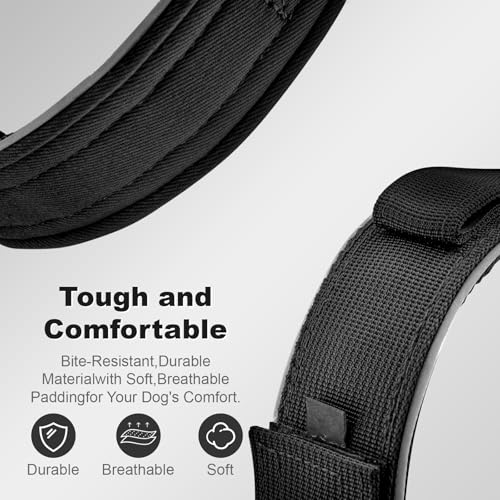 Tactical Dog Collar with IPX8 Waterproof AirTag Holder (Black / XL(19.5"-24.8"))