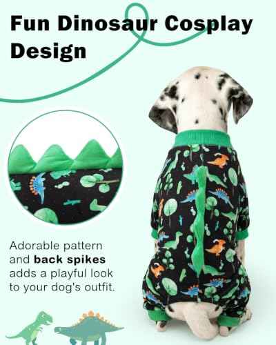 Dinosaur Costume Dog Pajamas (Large / Watercolor Dino Forest)