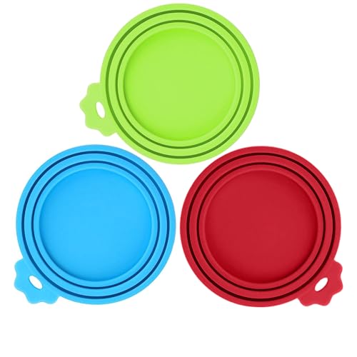 3 Pack Pet Food Can Covers (Blue/Green/Red)