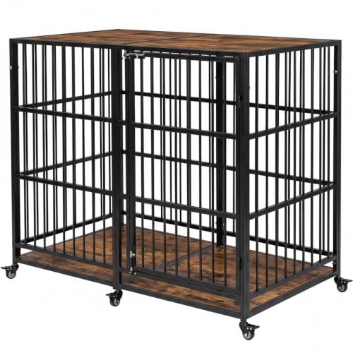 54" Dog Crate Furniture with Casters (Black)