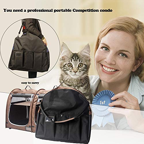 Mispace Portable Twin Compartment Show House Cat Cage (Brown)