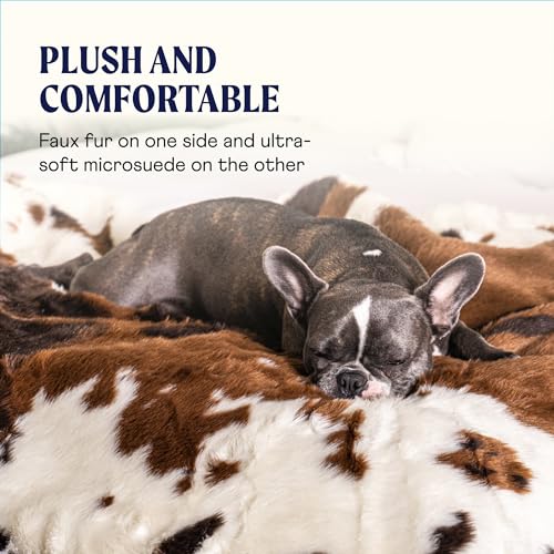 PupProtector Waterproof Throw Blanket (Brown Cowhide / Large (80" L x 62" W))