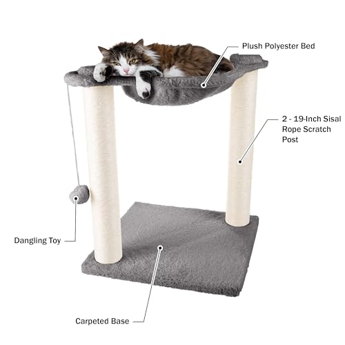 Cat Hammock with Scratching Posts for Indoor Cats (Gray)