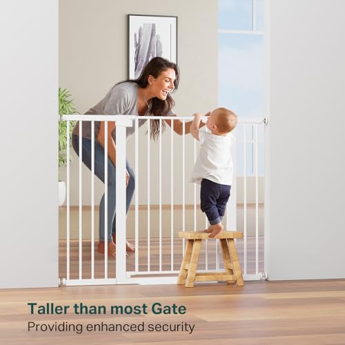 36" Extra Tall Baby Gate for Stairs (White / 30-48"W x 36"H)
