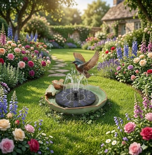 Solar Hummingbird Fountain (birdbathwithfundation)