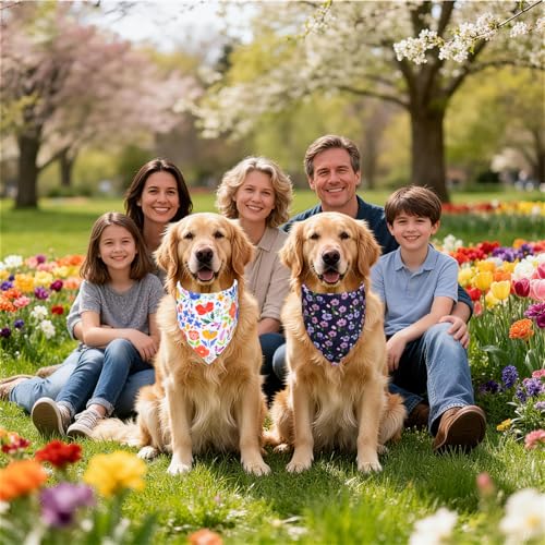 Spring Floral Dog Bandanas (White/Plaid, Black/Daisy (2-Sided) / Small)
