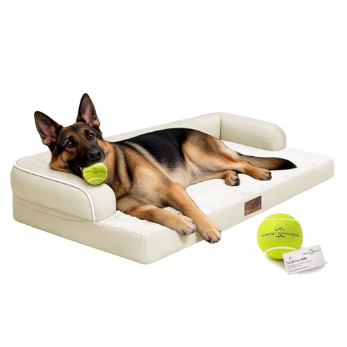 Orthopedic Waterproof Jumbo Dog Bed for Giant Dogs (Beige / 48"L x 33"W x 8"Th)