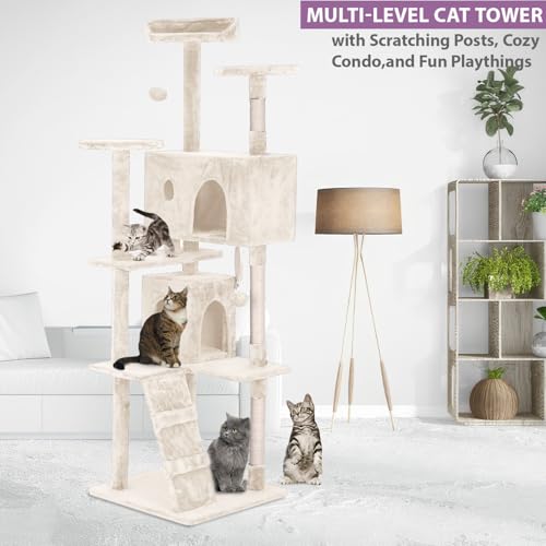 70 Inches Cat Tower for Indoor Cats Multi (70 in / Beige)