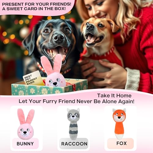 Squeaky Dog Toys for Aggressive Chewers (M/L / Pink Bunny)
