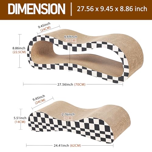 2 in 1 Large Cardboard Cat Scratcher Lounger (2 IN 1 L-Checkerboard)