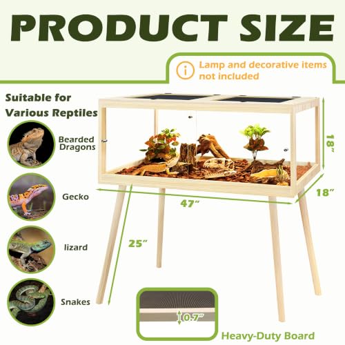 Bearded Dragon Tank with Legs (Oak / 75Gallons, 47inch)