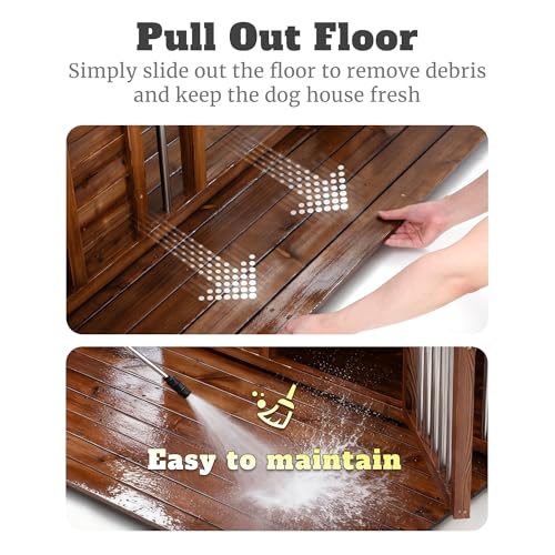 Dog House with Raised Floor and Adjustable Windows (Wood-Style2 / 6XL)