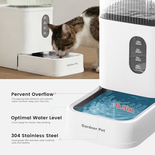 2.9 Gallon Automatic Dog Water Dispenser with Stainless Steel Bowl (White / 2.9 Gallon)