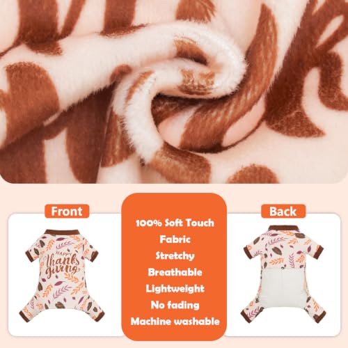 Small Dogs Outfit Soft Puppy Onesies Pjs Thanksgiving Dog Pajamas Pet Coat Cat Apparel Comfy Doggie Jumpsuit Bodysuit for All Seasons P353XS (Thanksgiving / X-Small)