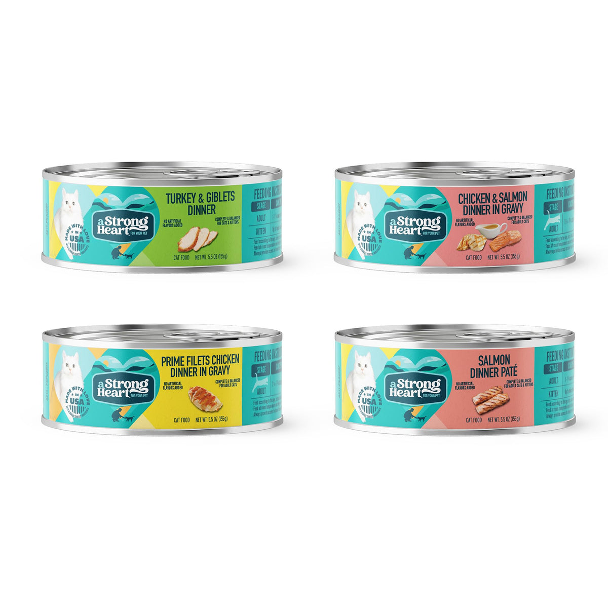 A Strong Heart Cat Food Dinner Variety Pack (5.5 Ounce (Pack of 32))