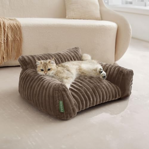 Cute Couch Bed for Pets (24.0"L x 18.0"W x 10.0"Th / Brown)