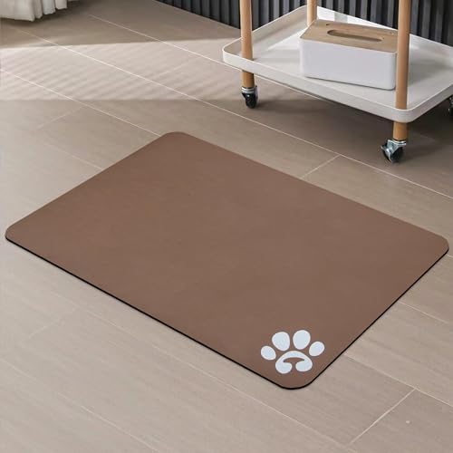 Pet Cat Food Mats (Brown & Footprints Logo / 24"L x 16.9"W)