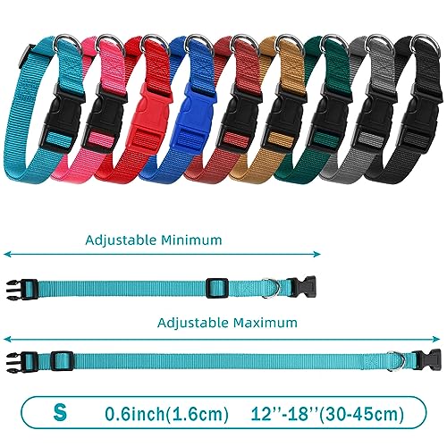 9 Pcs Adjustable Dog Collars Set for Litter (Retro Colors / Small)