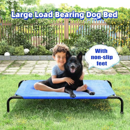 Raised Dog Bed for Large Dogs (47.75"L x 30.5"W x 8"Th / Blue)