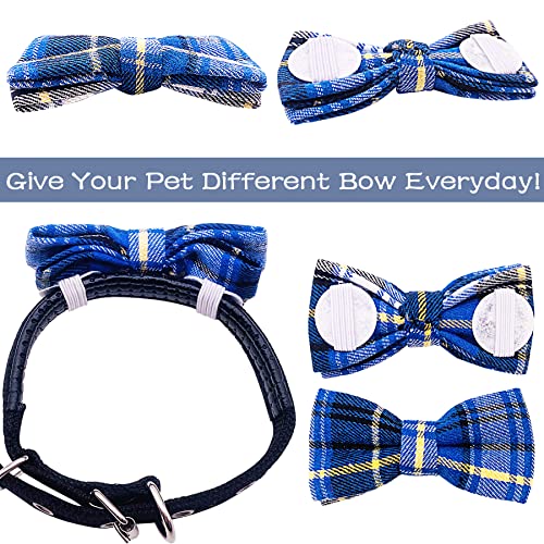 8 Pack Dog Bowties Plaid for Small Dogs Slide on Collar (S/M)