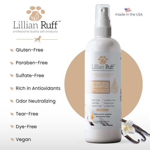 Waterless No Rinse Dog Dry Shampoo Spray with Hydrating Essential Oils