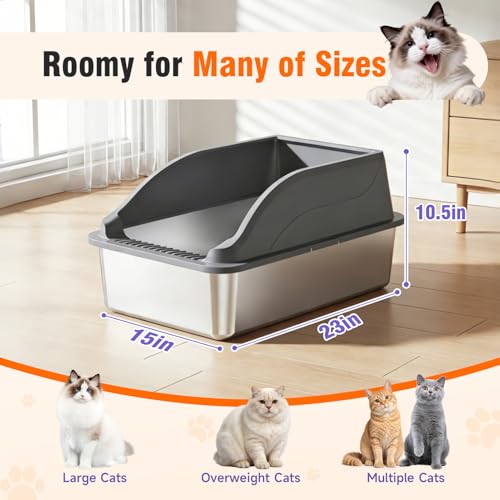 2PACK XL Stainless Steel Litter Box (Dark Grey XL)