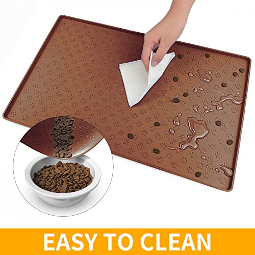 Pet Placemat for Dog and Cat (31.5"L x 23.6"W / Brown)
