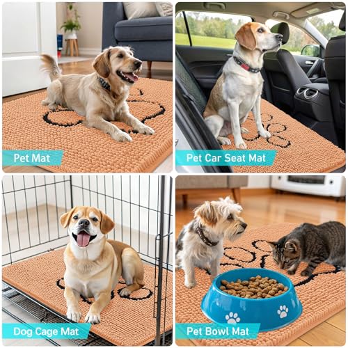 Dog Door Mat for Muddy Paws 48x30 (Orange / 48" X 30")