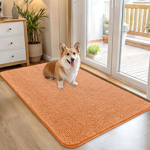 Dog Door Mat for Muddy Paws 45x27 (Orange / 45" X 27")