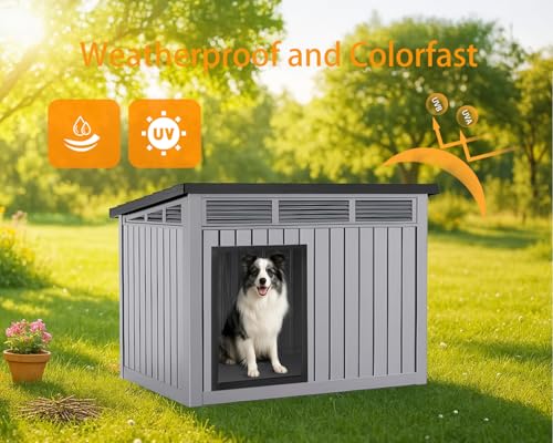 Dog House Outdoor & Indoor (Gray / 32.2”L x 25.12”W x 24.13”H)
