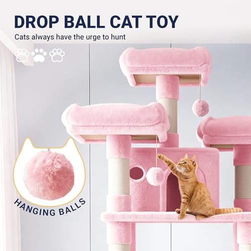 82 Inches Large Cat Tree (82 in / Pink)