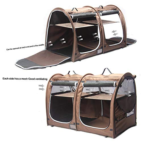 Mispace Portable Twin Compartment Show House Cat Cage (Brown)