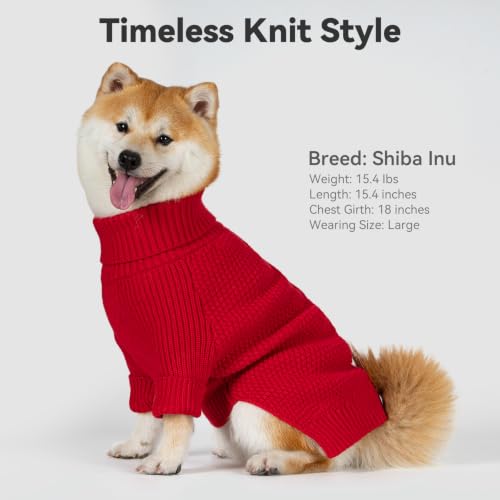 Dog Sweater Long Sleeve Warm Knit Sweaters for Medium Dogs Boy Girl (Red / X-Large)
