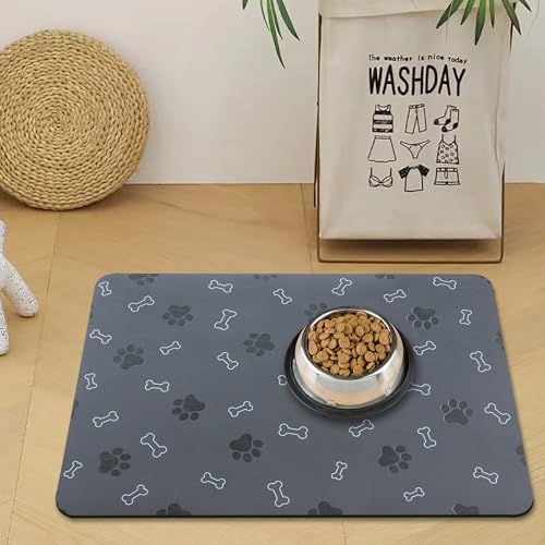 Pet Cat Dog Food Mat Non Slip Mat for Dog Water Bowl Mat Quick Dry Absorbent Cat Feeding Mat