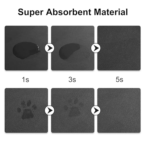 Cat Food Mat for Pet Dog Feeting Mats (Dark Gray & Multiple cat heads Logo / 18.1"L x 11.8"W)