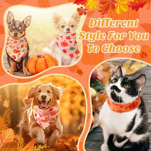 50 Pcs Fall Dog Bandanas Bulk (Fall Pumpkins / 25.6 x 17.7 x 17.7")