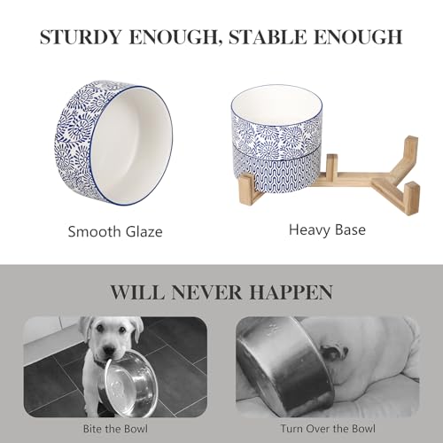 Ceramic 14 OZ Dog Bowls (14 oz / Vintage Blue B)