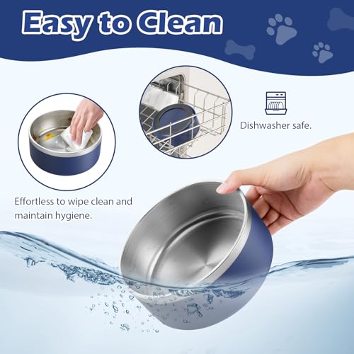 Stainless Steel Dog Bowls (Medium / Dark blue)