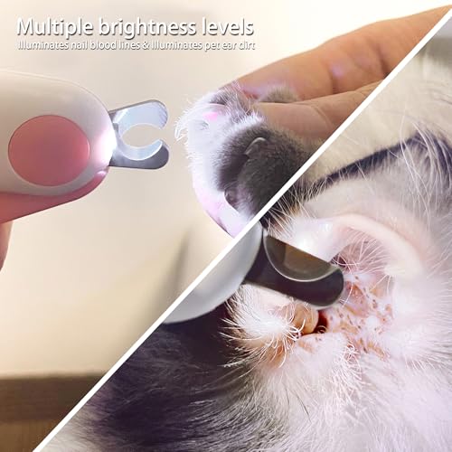 Pet Nail Clippers with LED Light for Cats Small Dogs Rabbits Birds (Pink)