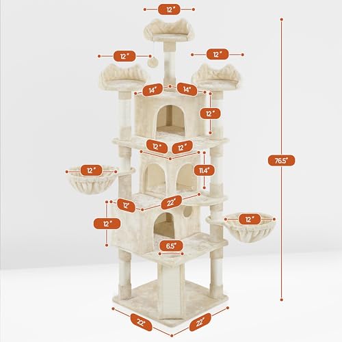76.5in Multi Level Large Cat Tree (76.5in / Beige)