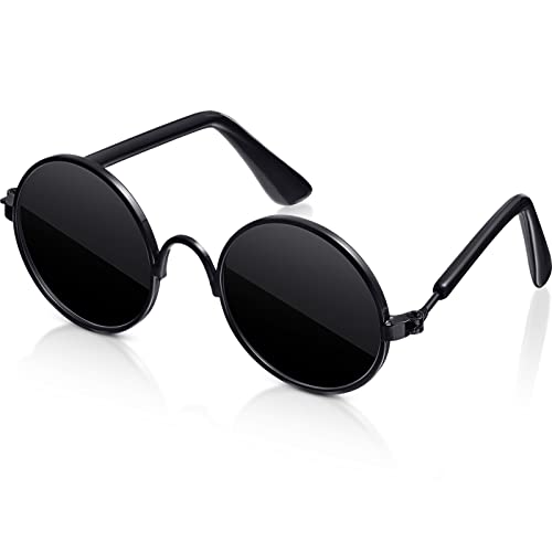 Dog Sunglasses Round Metal Pet Eyewear (Black / Classic Style)