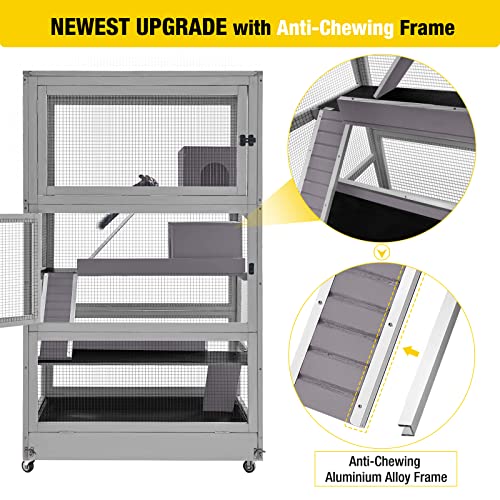 Chinchilla Cage Large Rolling Small Animal Cage for Adult Rats (36"L x 25"W x 63.2"H)