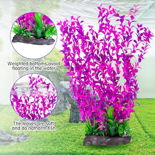 Aquarium Plastic Plants Aquarium Decor Artificial Fish Tank Plants (E / 20.4 in)