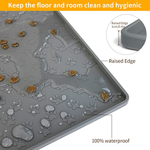 Pet Placemat for Dog and Cat (24.5"L x 16.5"W / Grey)