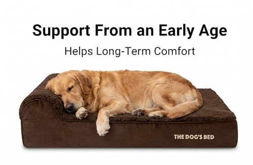 The Dog’s Bed Orthopedic Memory Foam Dog Bed with Headrest Large (Brown Plush / L (40"L x 25"W x 6"Th))