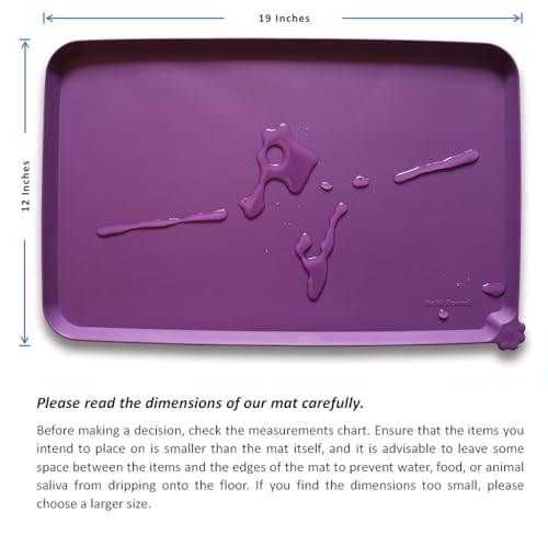 Waterproof Pet Feeding Mats with High Lips (19"L x 12"W / Eggplant)