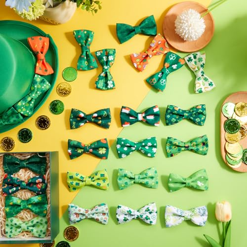 50 Pcs St Patricks Dog Collar Bow Ties Shamrocks Collar Dogs Accessories Attachment with Elastic Bands Detachable Charms for Pets Irish Holiday Costume Photo Props Accessories Pet Shops (St Patricks Day)